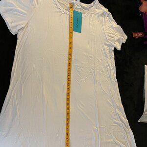 PopYoung Women's Casual Summer Tshirt Beach White Dress: 2XL